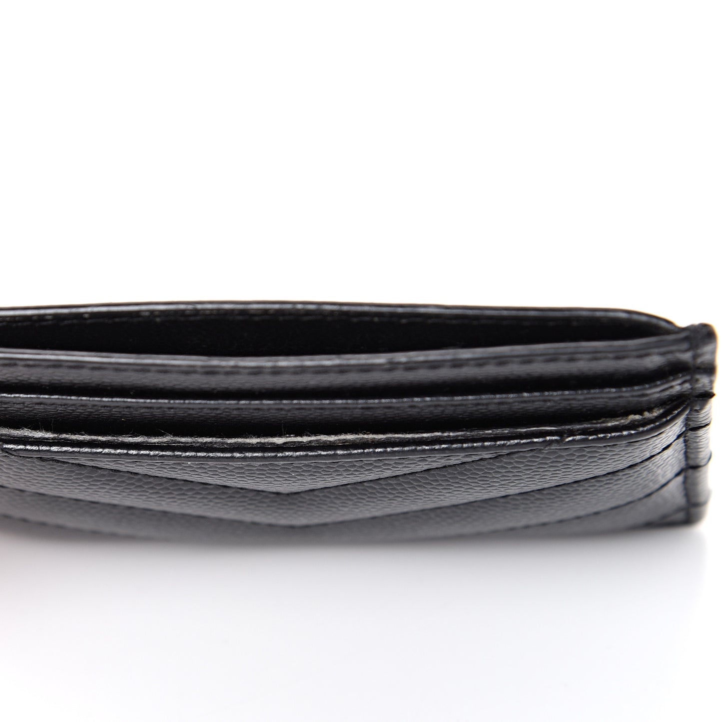 Grain De Poudre Matelasse Chevron Monogram Credit Card Case Black