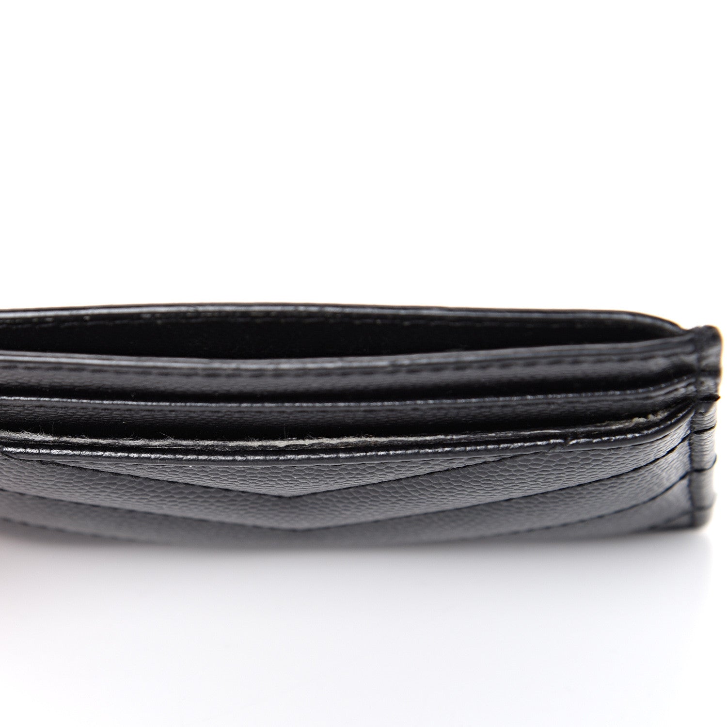 Saint Laurent Grain De Poudre Matelasse Chevron Monogram Credit Card Case Black 8 of 9