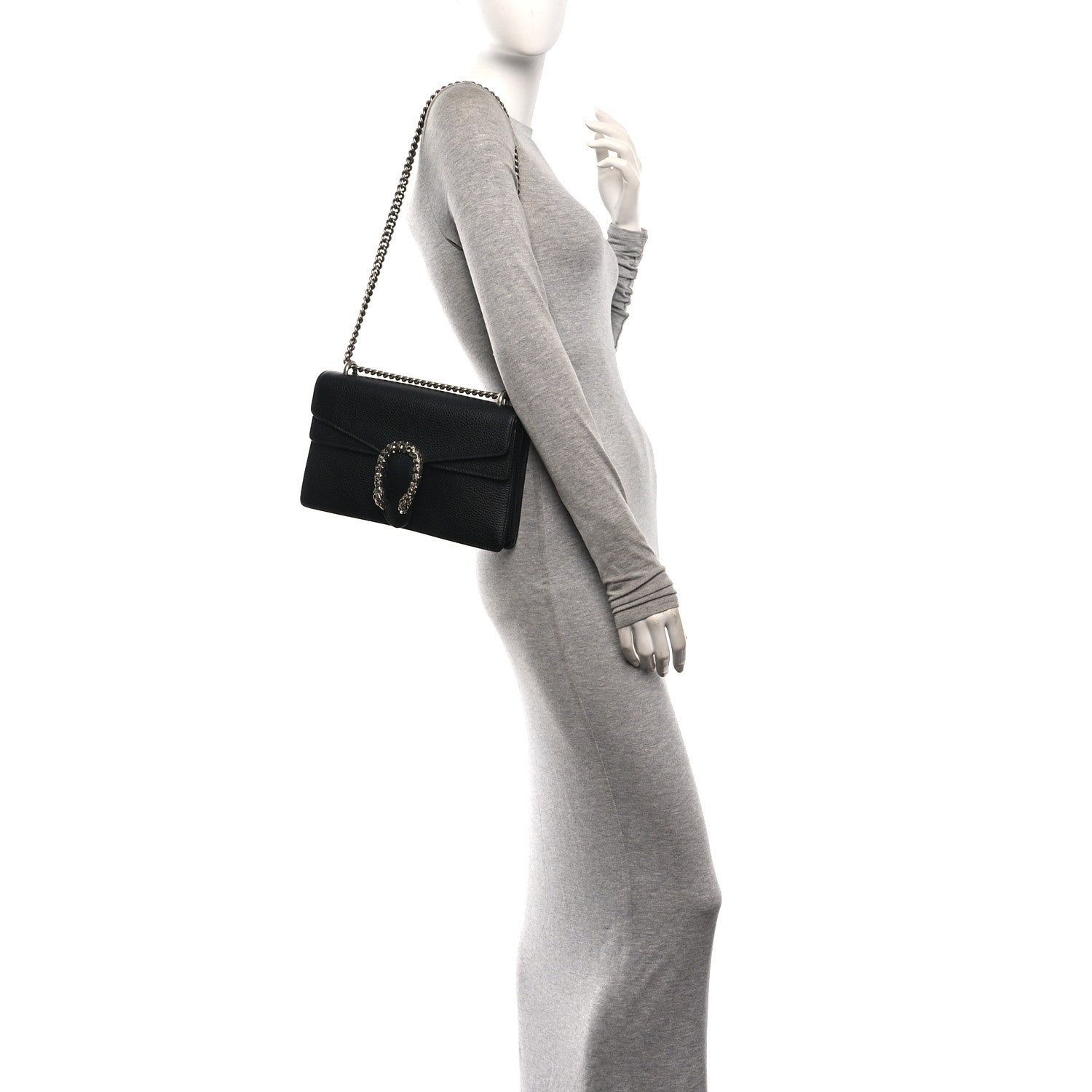 Gucci Pebbled Calfskin Small Dionysus Shoulder Bag Black 2 of 11