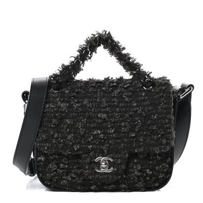 Chanel Tweed Messenger Flap Black Grey 1 of 12