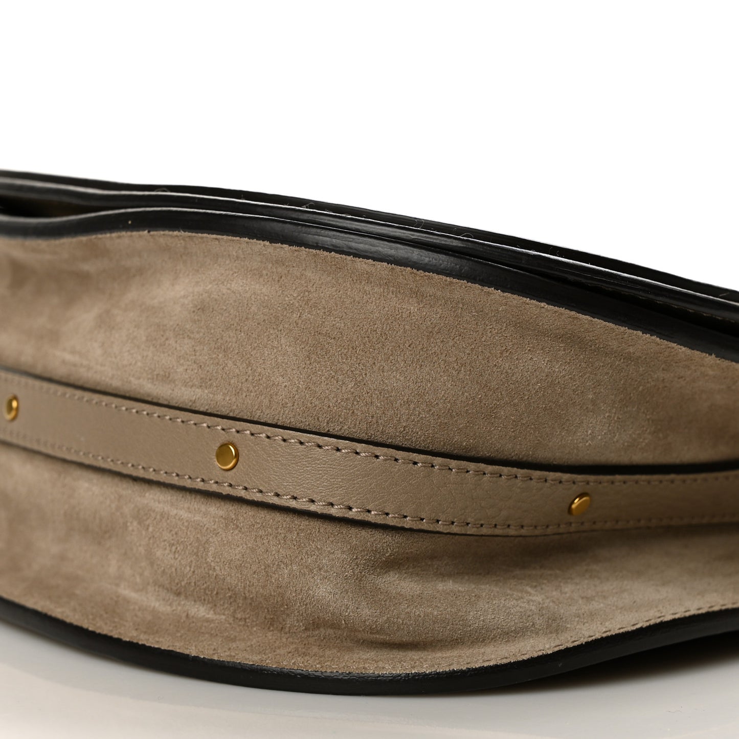 Calfskin Suede Medium Nile Bracelet Bag Motty Grey