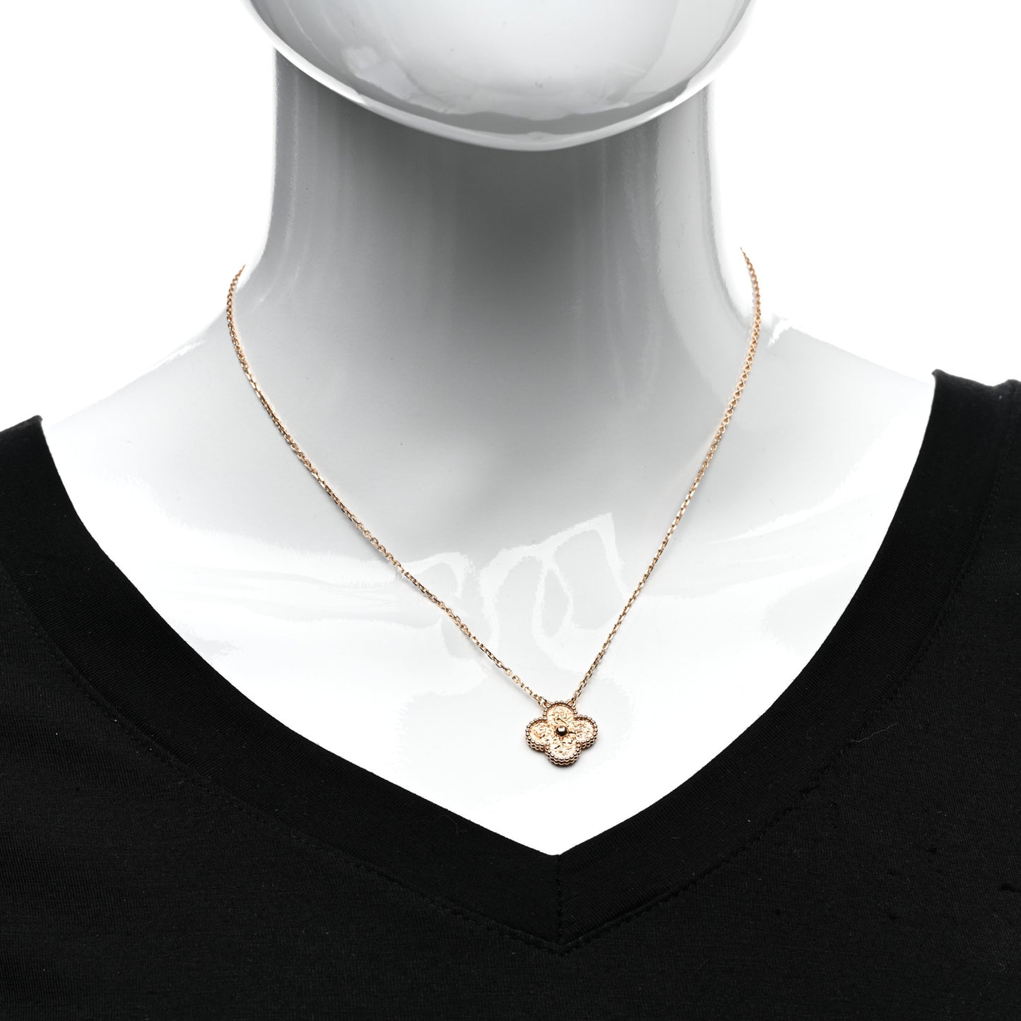 18K Rose Gold Vintage Alhambra Pendant Necklace