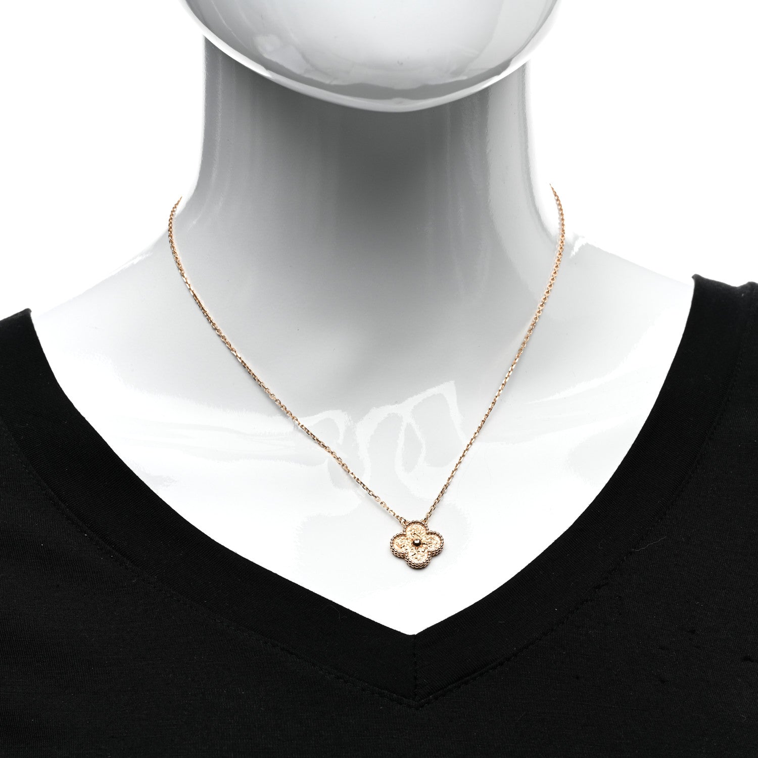 Van Cleef & Arpels 18K Rose Gold Vintage Alhambra Pendant Necklace 2 of 6