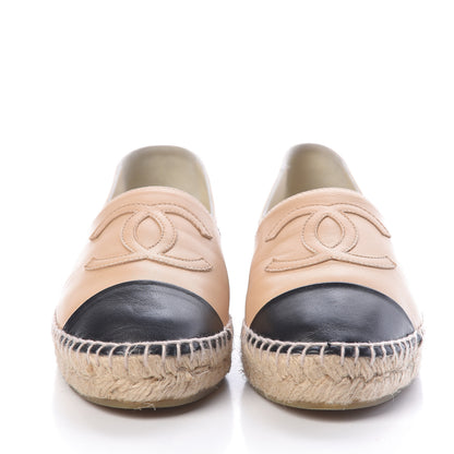Chanel Lambskin CC Espadrilles 36 Beige Black 2 of 8