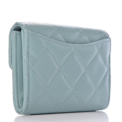 Chanel Caviar Quilted Flap Card Holder Wallet Light Blue 3 of 9
