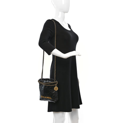 Chanel Shiny Calfskin Quilted Mini Chanel 22 Black 2 of 10