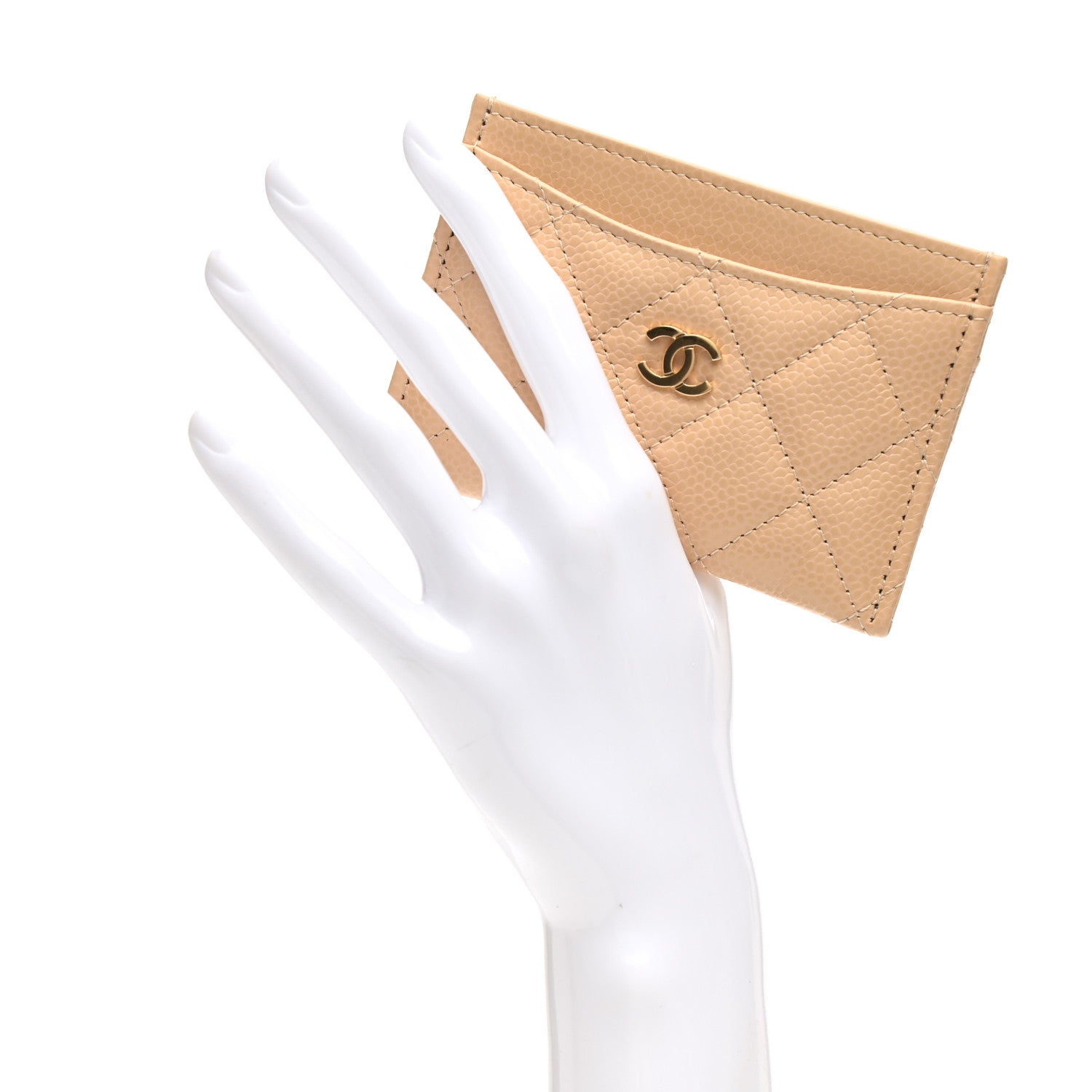 Chanel Caviar Quilted Card Holder Beige 2 of 8