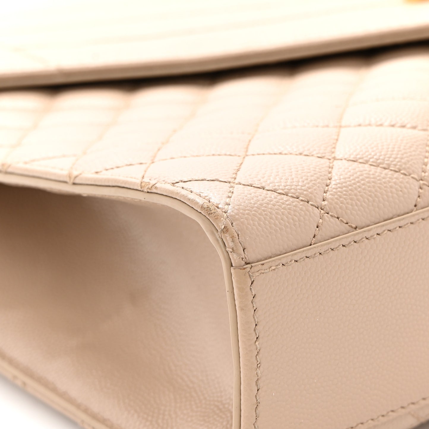 Grain De Poudre Mixed Matelasse Large Triquilt Monogram Satchel Dark Beige