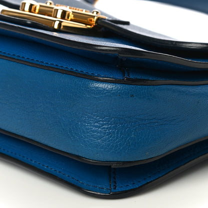 Miu Miu Vitello Phenix Madras Shoulder Bag Cobalto Marea 9 of 18