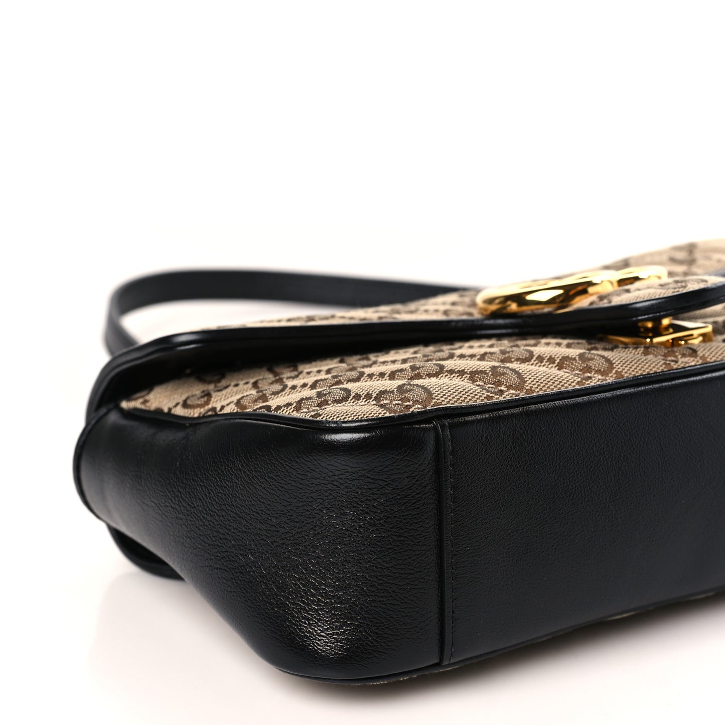 Monogram Matelasse Diagonal Small GG Marmont Shoulder Bag Beige Black