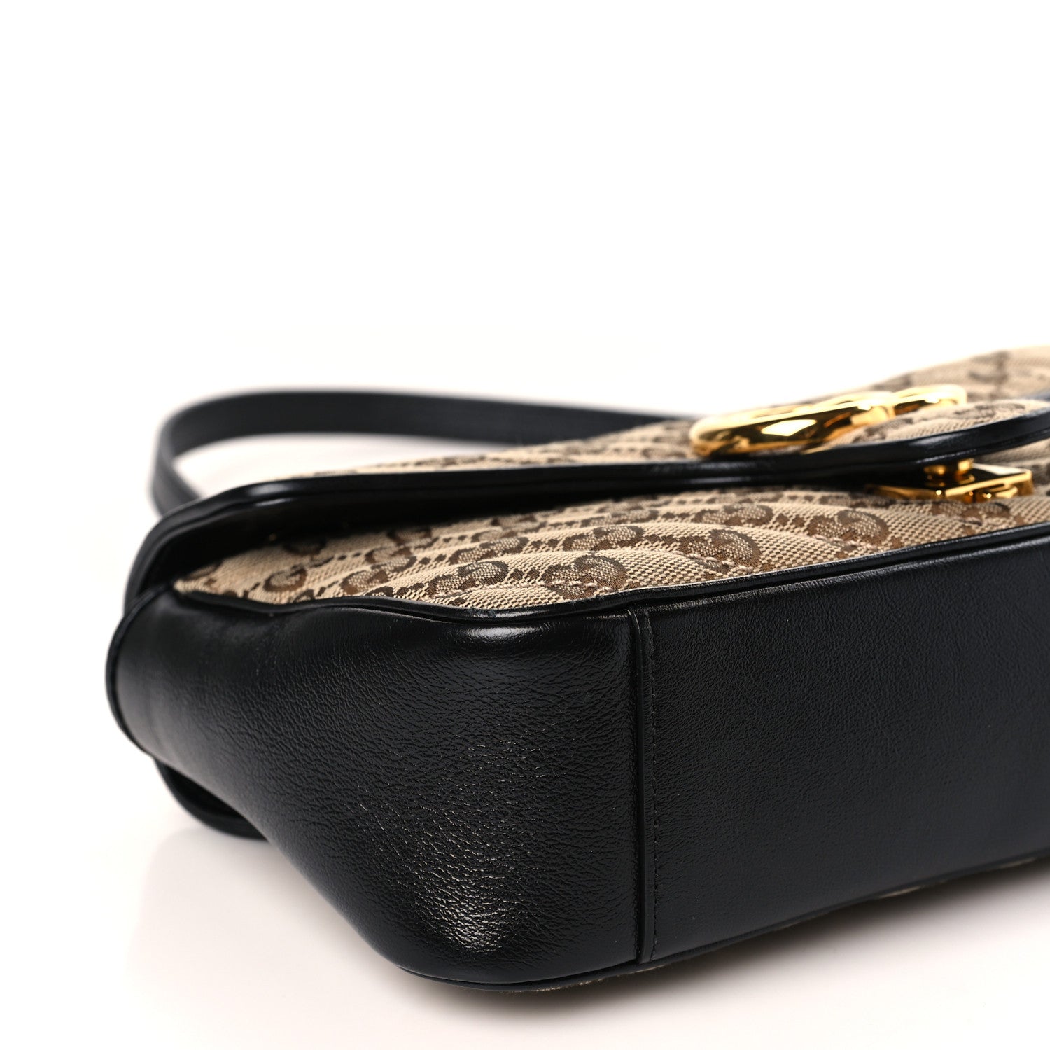 Gucci Monogram Matelasse Diagonal Small GG Marmont Shoulder Bag Beige Black 8 of 9