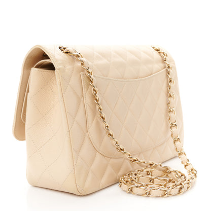 Chanel Caviar Quilted Jumbo Double Flap Beige Clair 3 of 11