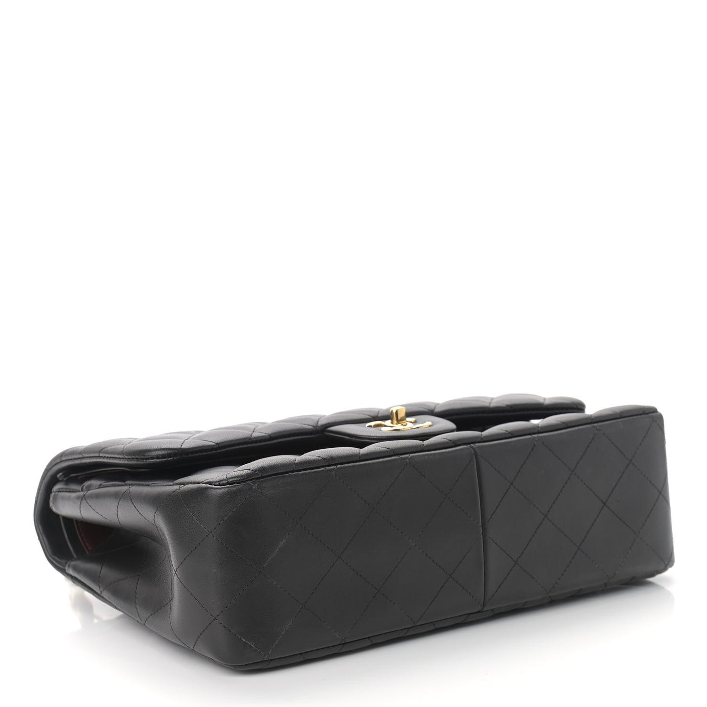 Lambskin Quilted Jumbo Double Flap Black