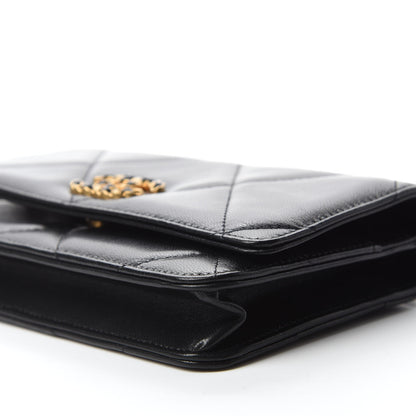Chanel Shiny Goatskin Quilted Chanel 19 Wallet On Chain WOC Black 7 of 12