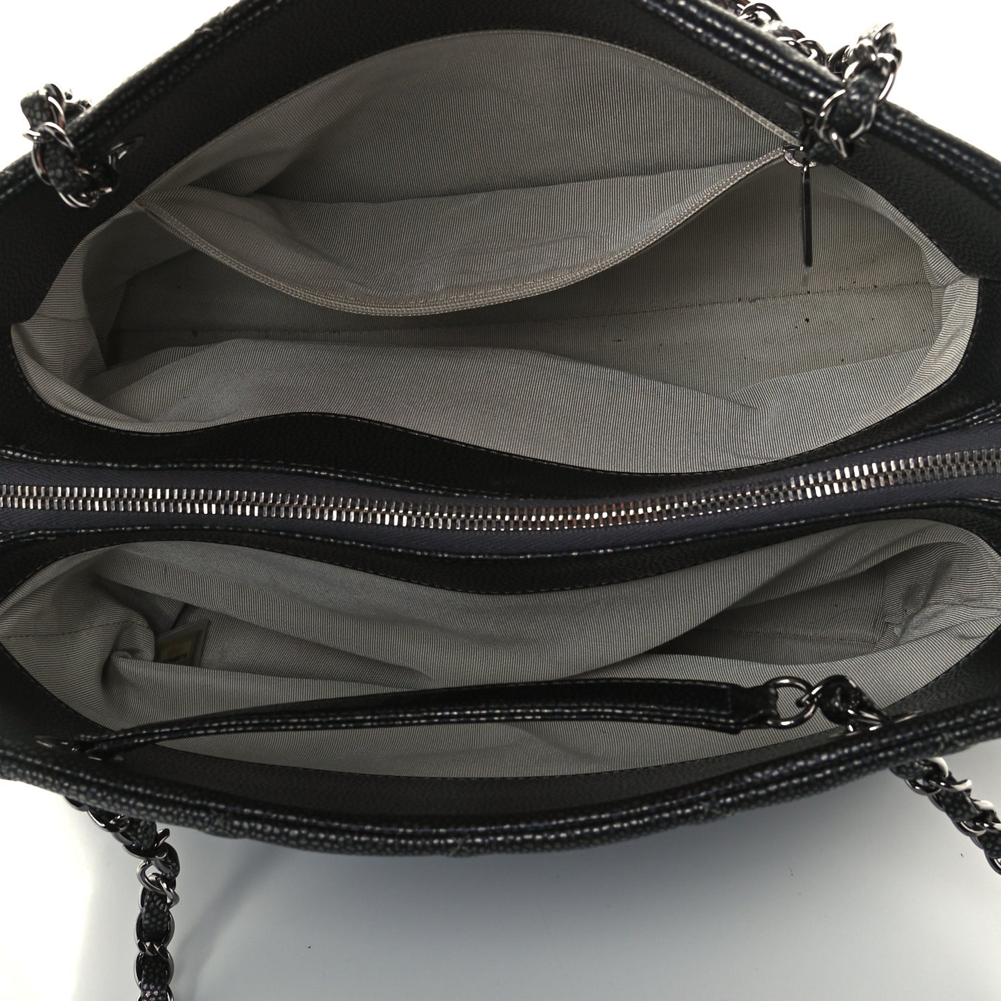 Caviar Quilted Timeless CC Shopping Tote Gray Dark Silver