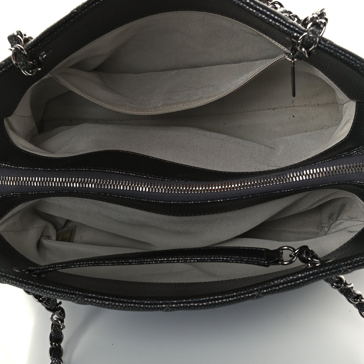 Chanel Caviar Quilted Timeless CC Shopping Tote Gray Dark Silver 4 of 9