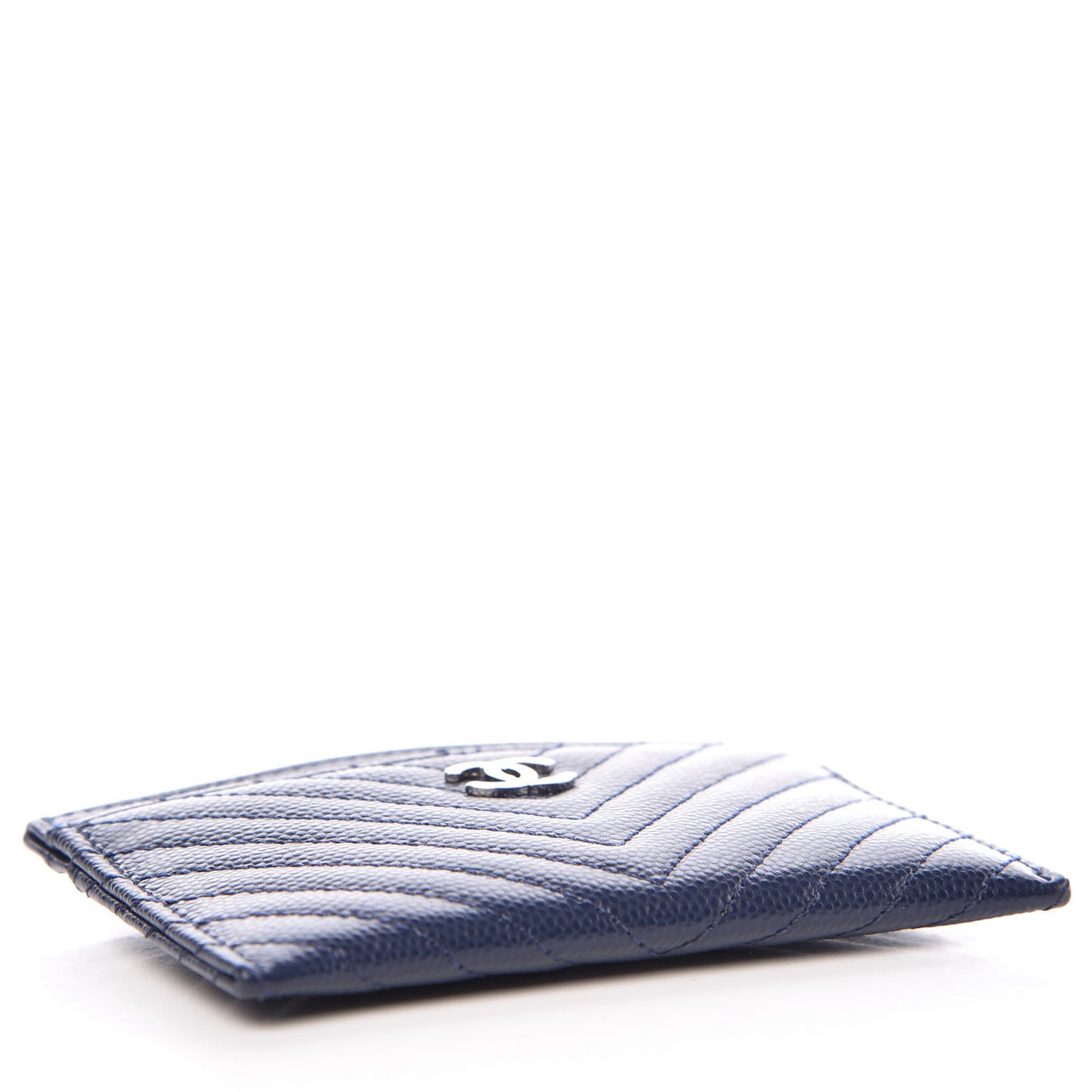 Caviar Chevron Quilted Card Holder Navy