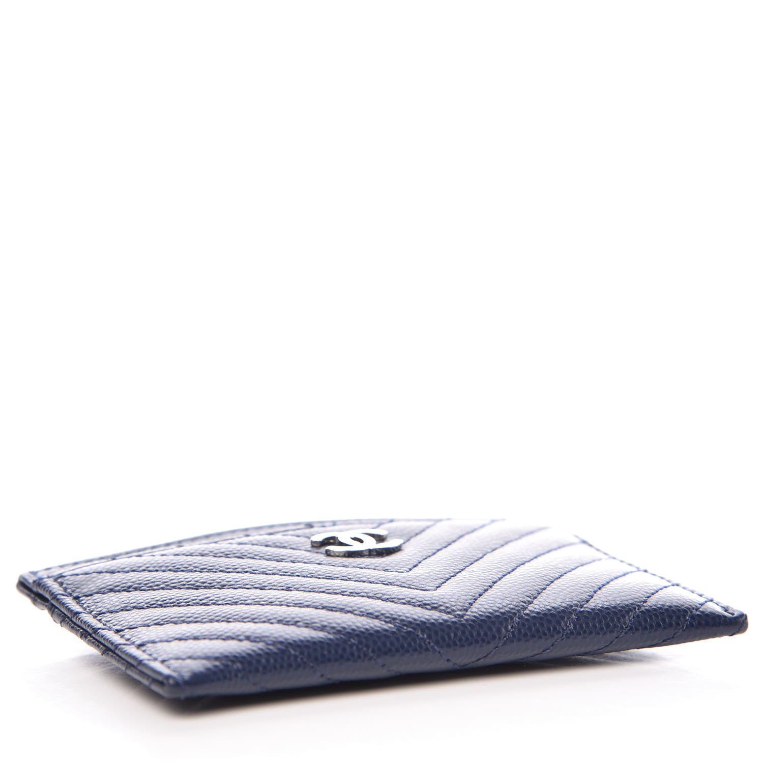 Chanel Caviar Chevron Quilted Card Holder Navy 4 of 10