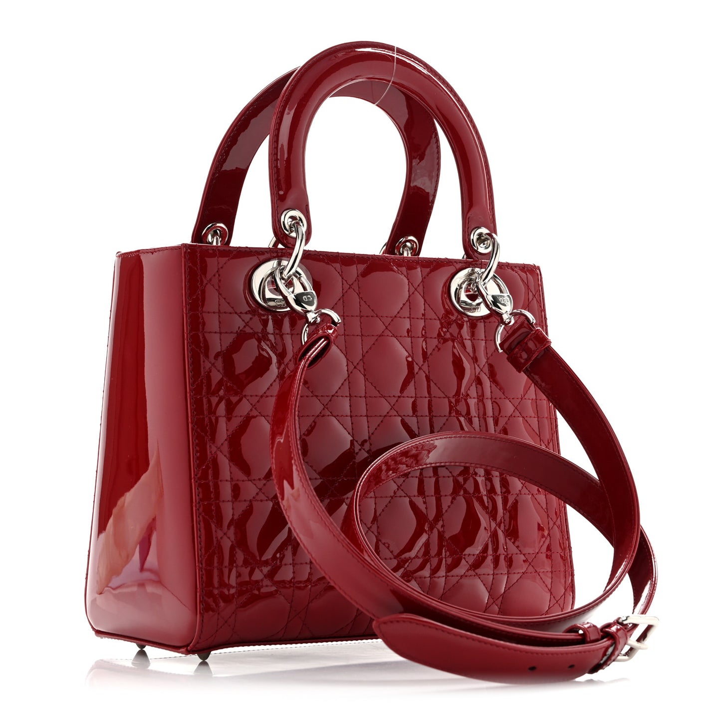 Patent Cannage Medium Lady Dior Red