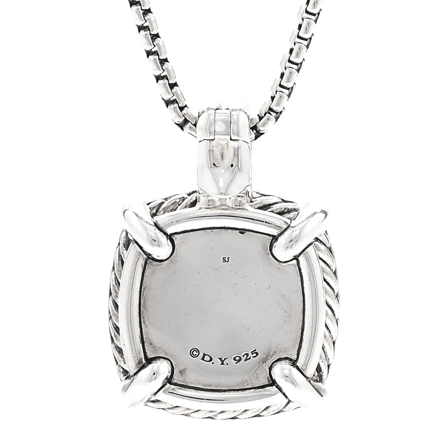 Sterling Silver Diamond Black Orchid 14mm Chatelaine Pave Bezel Pendant Necklace