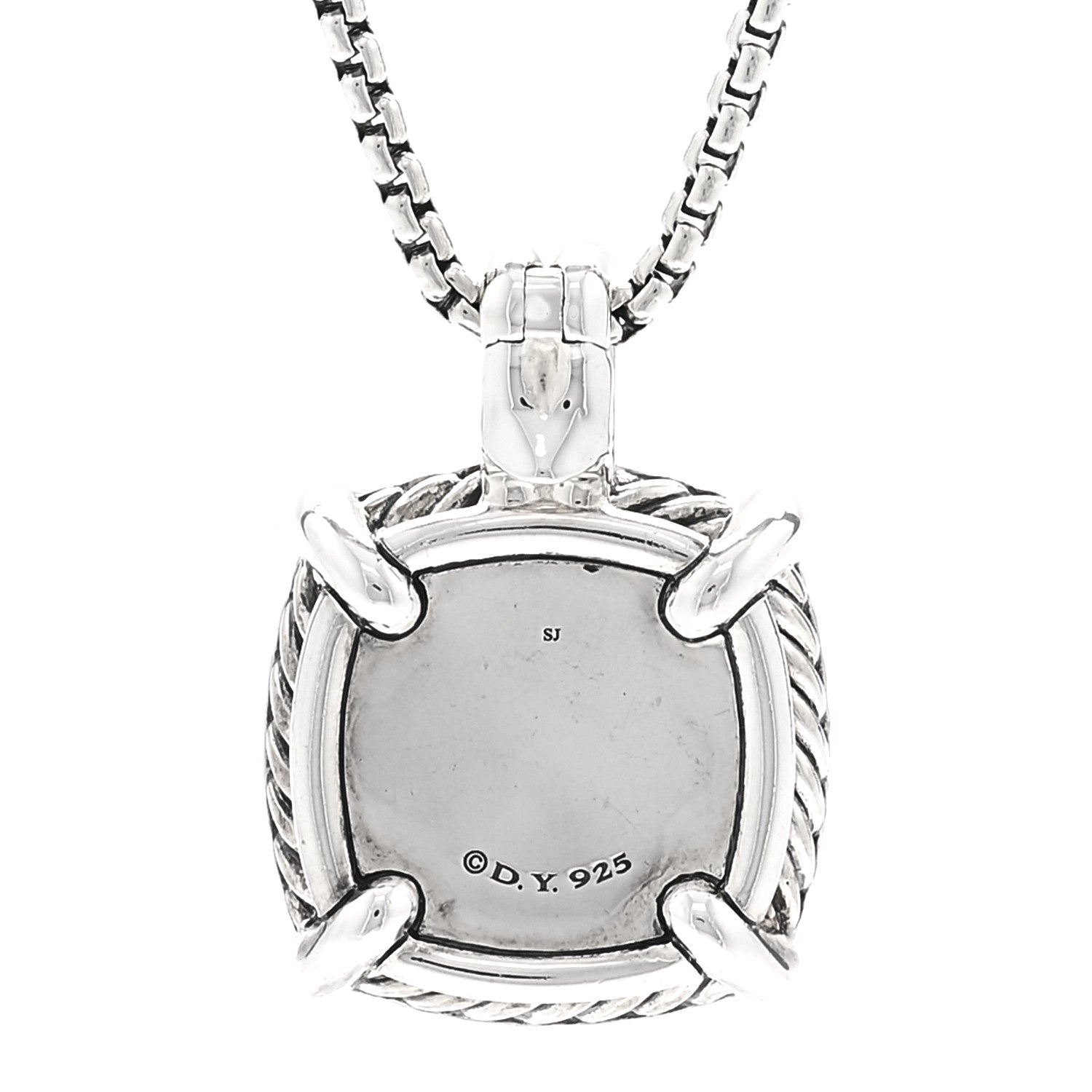 David Yurman Sterling Silver Diamond Black Orchid 14mm Chatelaine Pave Bezel Pendant Necklace 4 of 6