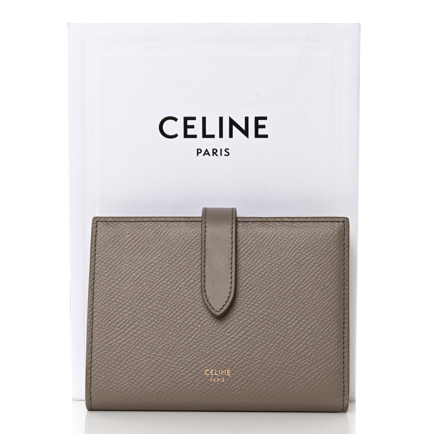 Grained Calfskin Medium Multifunction Strap Wallet Pebble