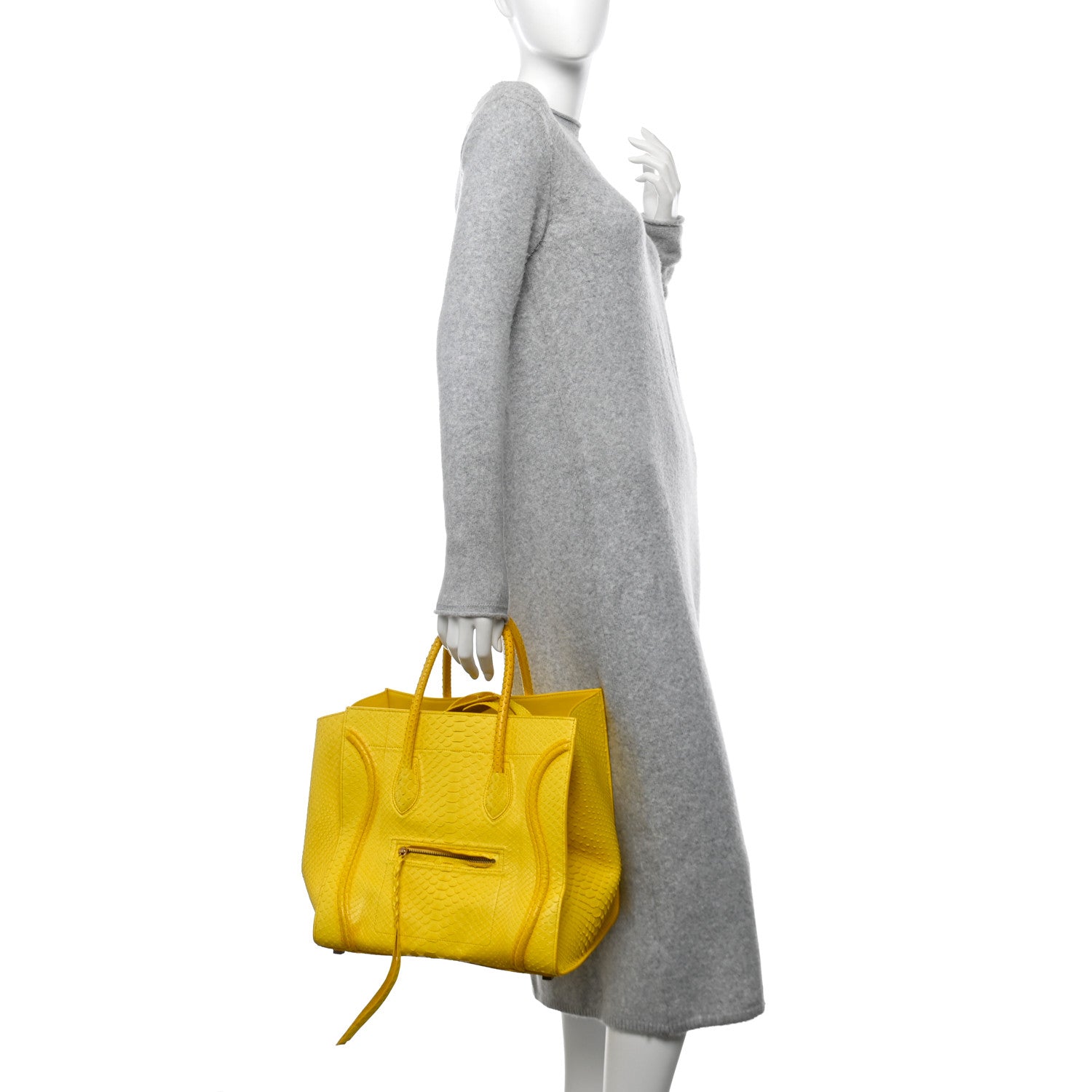 Celine Snakeskin Medium Phantom Luggage Yellow 2 of 10