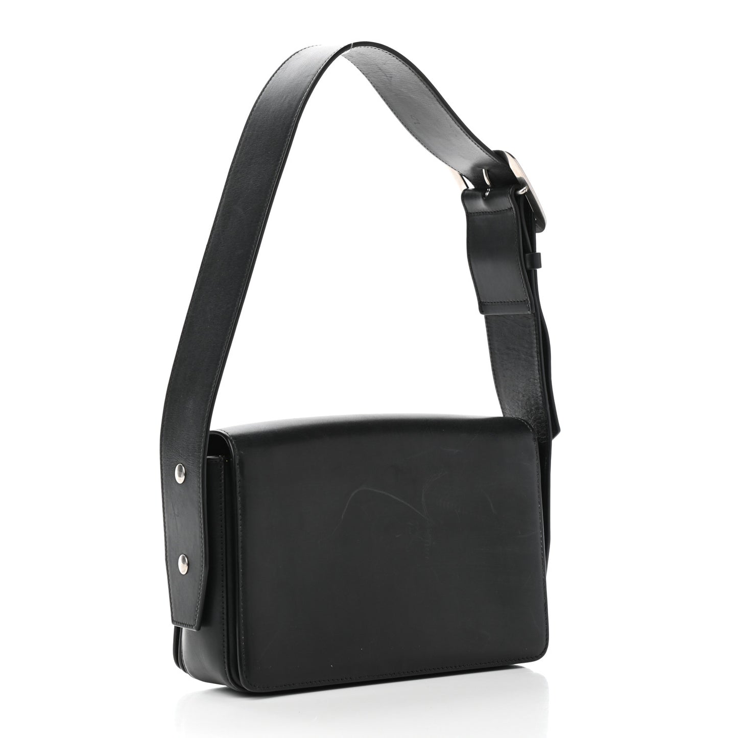Natural Calfskin Medium Biker Case Shoulder Bag Black Sunflower