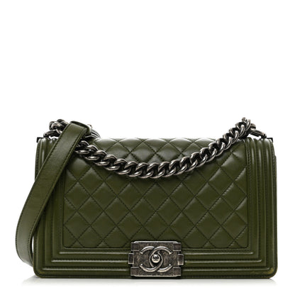Chanel Lambskin Quilted Medium Boy Flap Green 1 of 11
