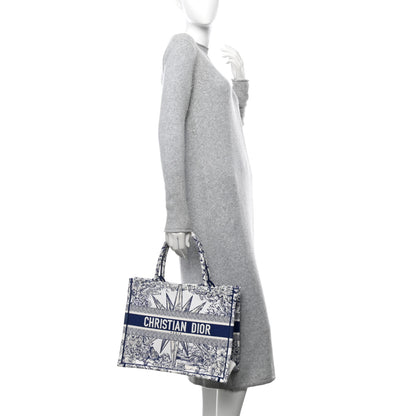 Christian Dior Canvas Embroidered Medium Reve d'Infini Book Tote Blue 2 of 11