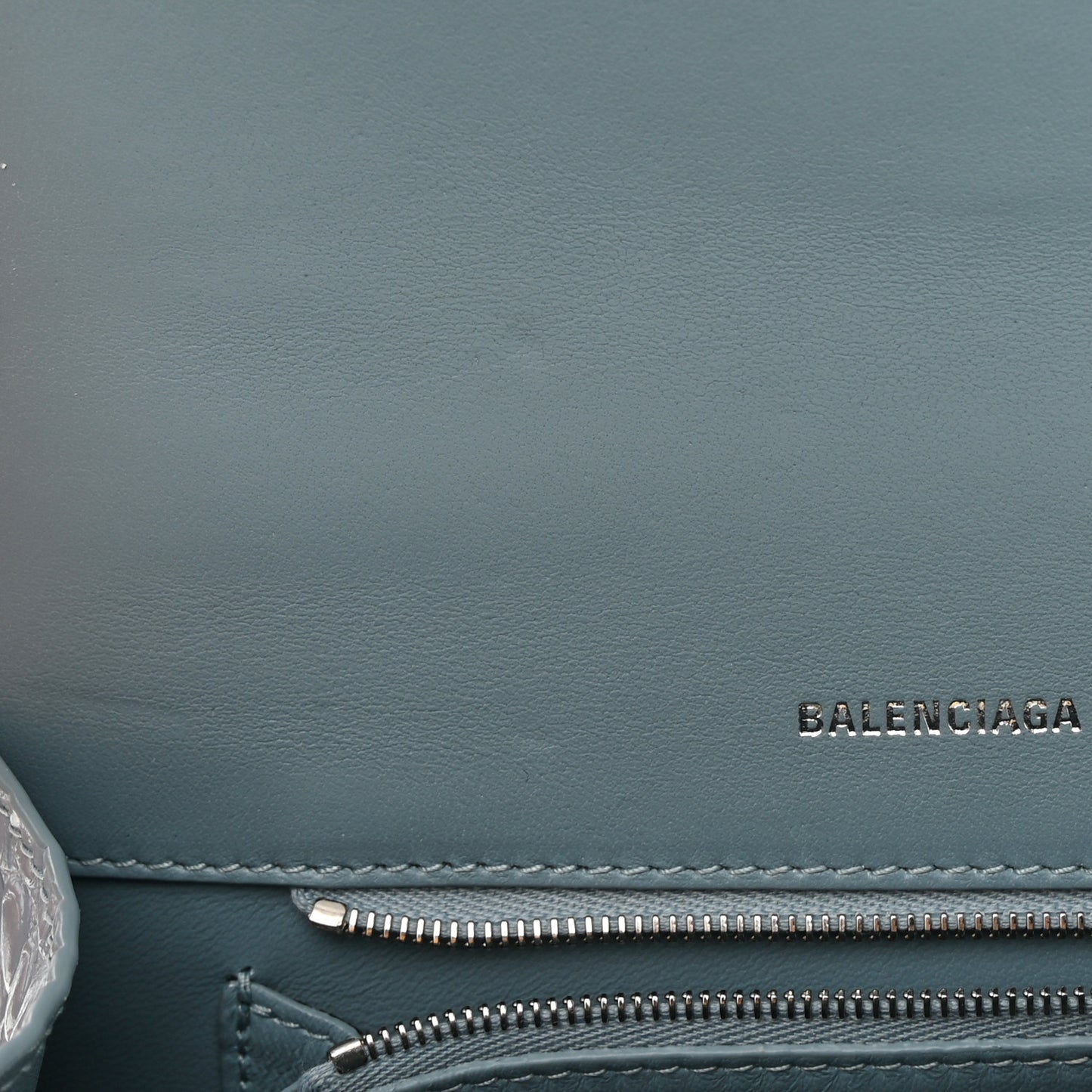 Shiny Calfskin Crocodile Embossed Small Hourglass Top Handle Bag Blue Grey