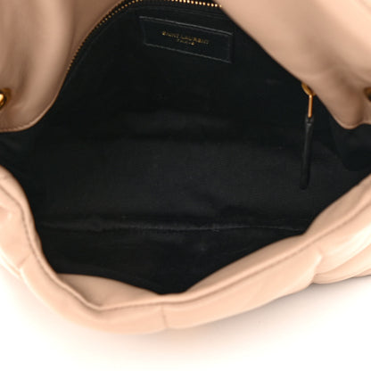 Saint Laurent Lambskin Quilted Small Loulou Puffer Monogram Chain Satchel Dark Beige 5 of 13