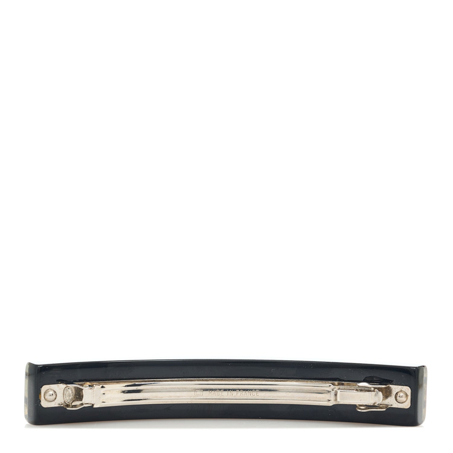 Chanel Resin Abalone Logo Hair Clip Barrette Black 5 of 5