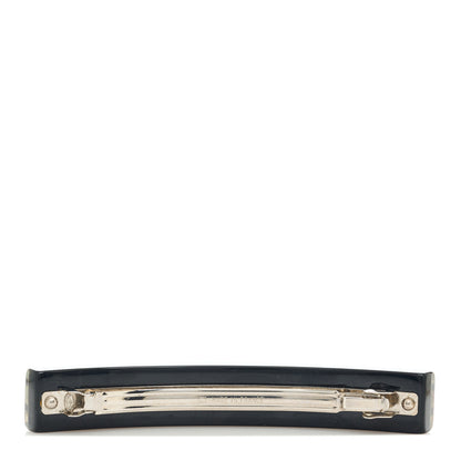 Chanel Resin Abalone Logo Hair Clip Barrette Black 5 of 5