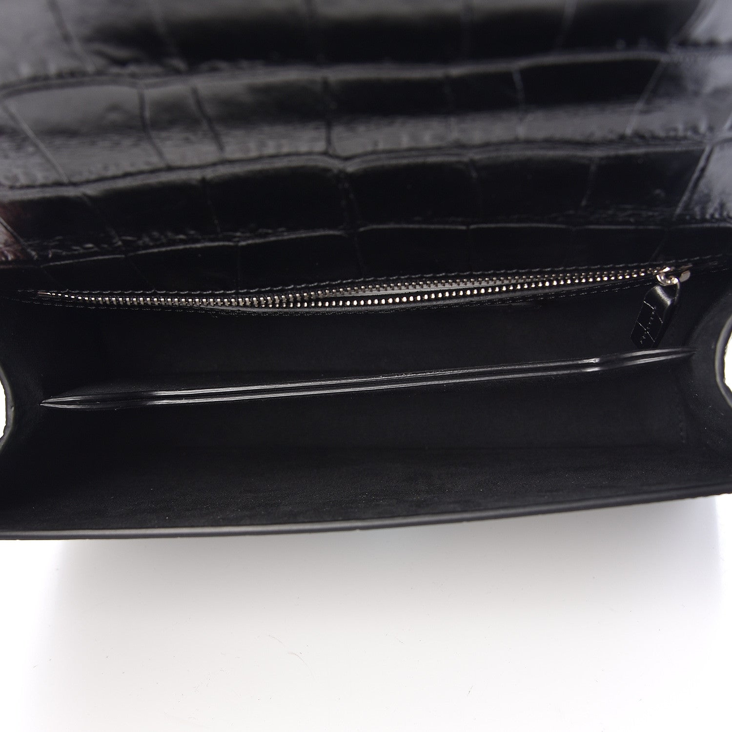 Alexander McQueen Calfskin Crocodile Embossed Knuckle Shoulder Bag Black 5 of 10