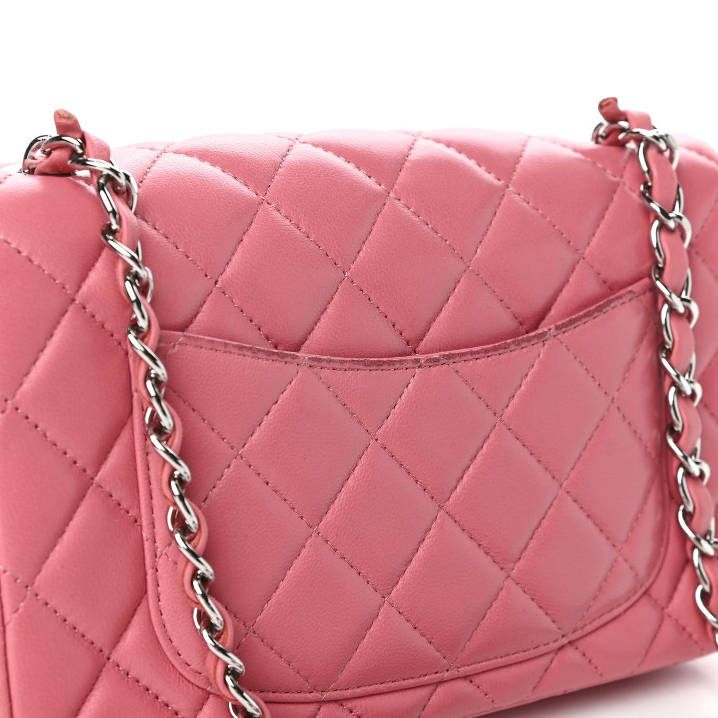 Lambskin Quilted Mini Rectangular Flap Pink