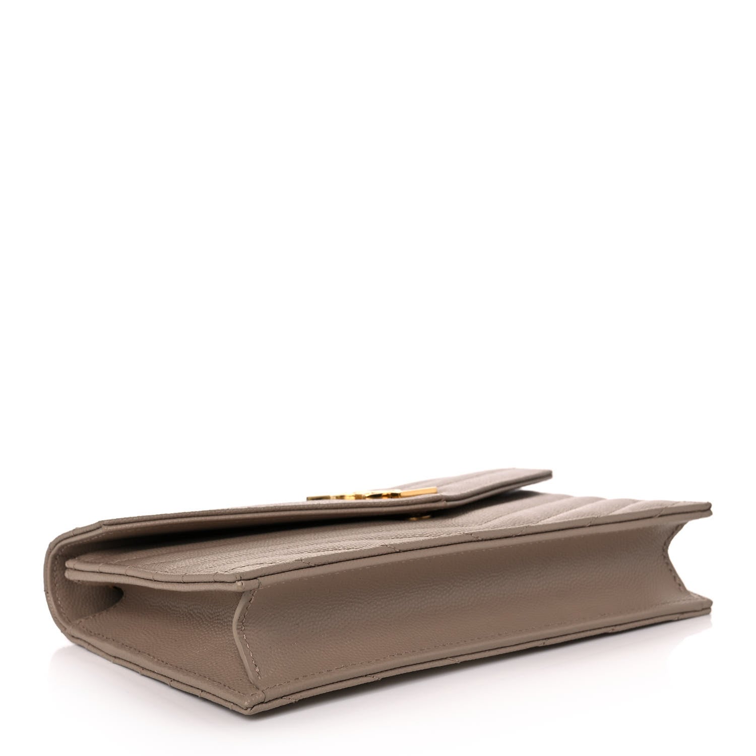 Saint Laurent Grain De Poudre Matelasse Chevron Monogram Envelope Chain Wallet Nude Powder 4 of 9