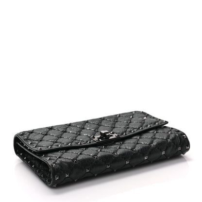 Valentino Garavani Craquele Nappa Rockstud Spike Wallet on Chain Black 4 of 8