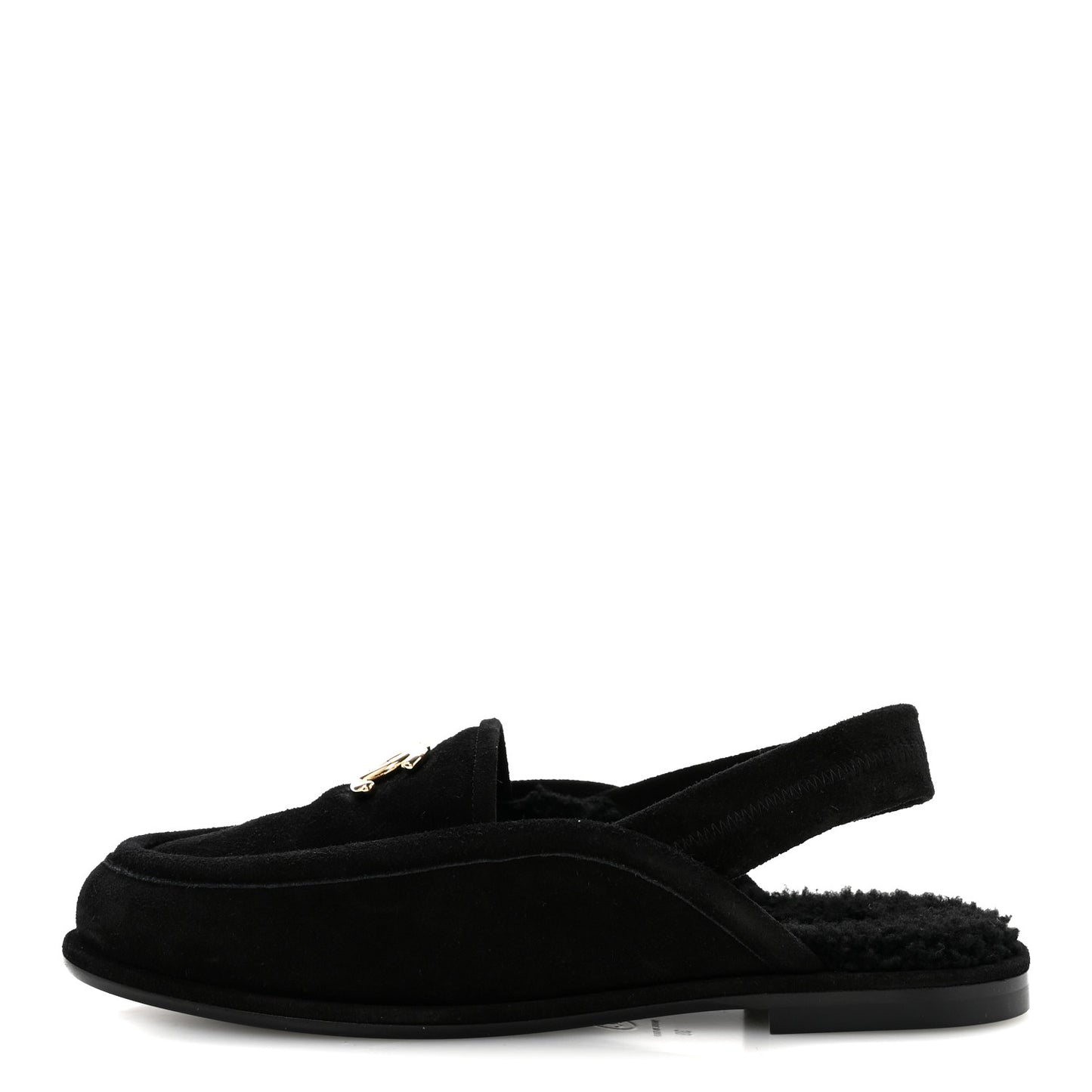 Suede Calfskin CC Slingback Loafers 39 Black