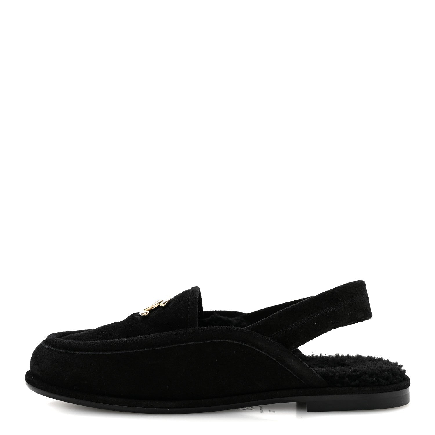 Chanel Suede Calfskin CC Slingback Loafers 39 Black 1 of 10