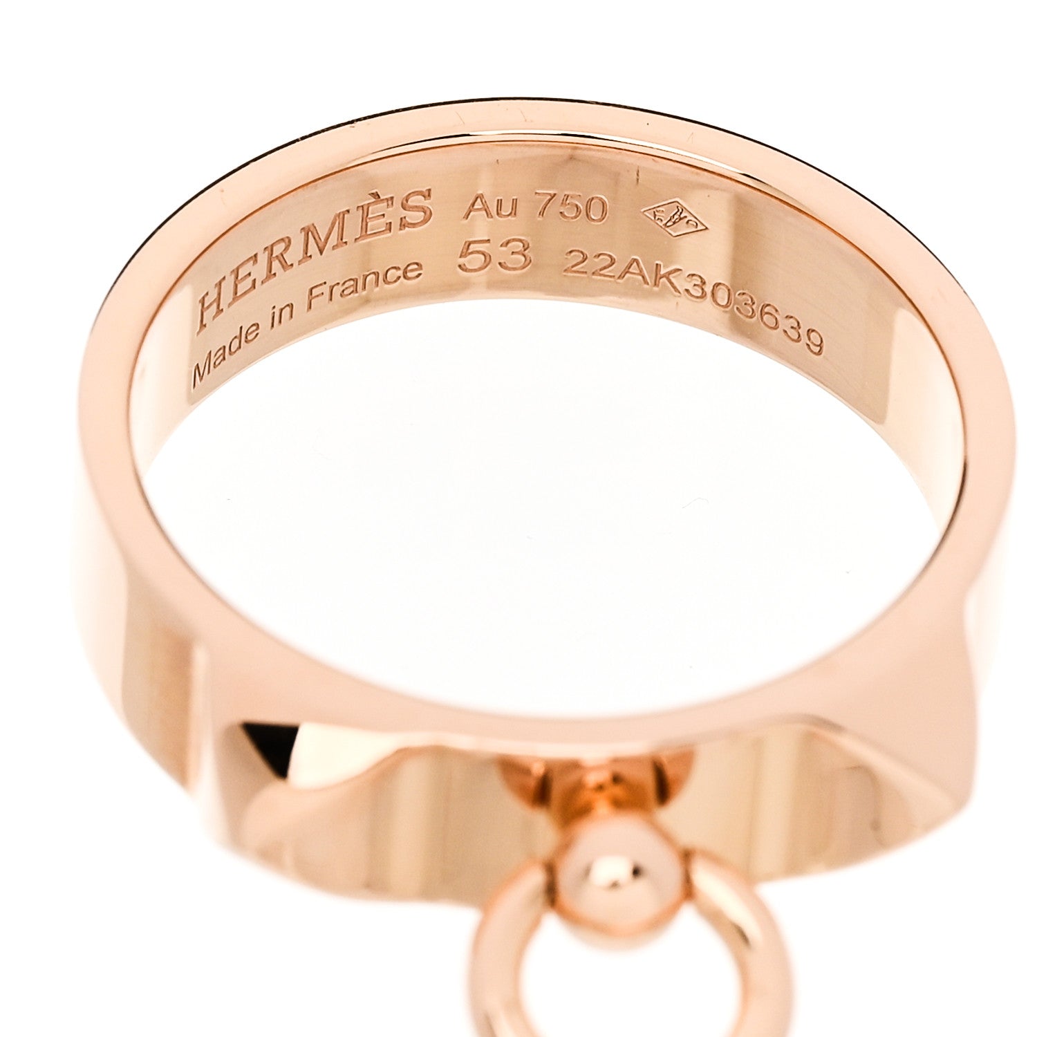 Hermes 18K Rose Gold PM Collier De Chien Ring 53 6.5 4 of 5