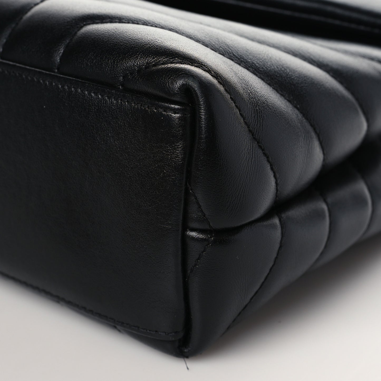 Calfskin Y Quilted Monogram Small Loulou Chain Satchel Black