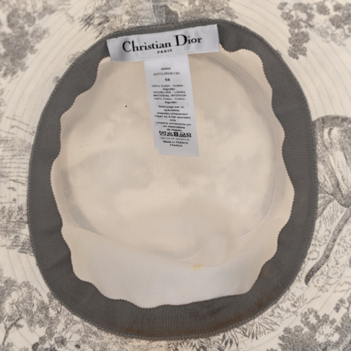 Cotton Dioriviera Toile De Jouy Bob Brim Bucket Hat 58 Gray