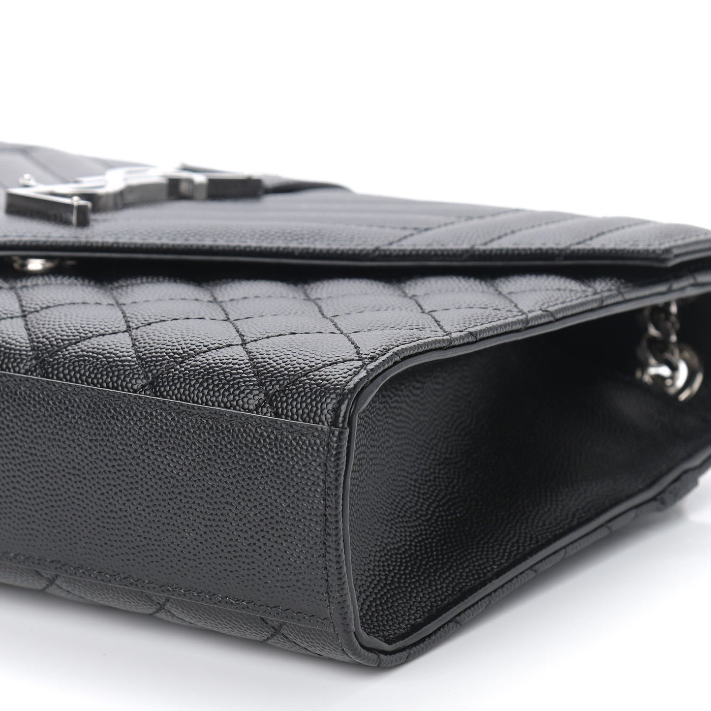 Grain De Poudre Textured Mixed Matelasse Triquilt Medium Monogram Satchel Black