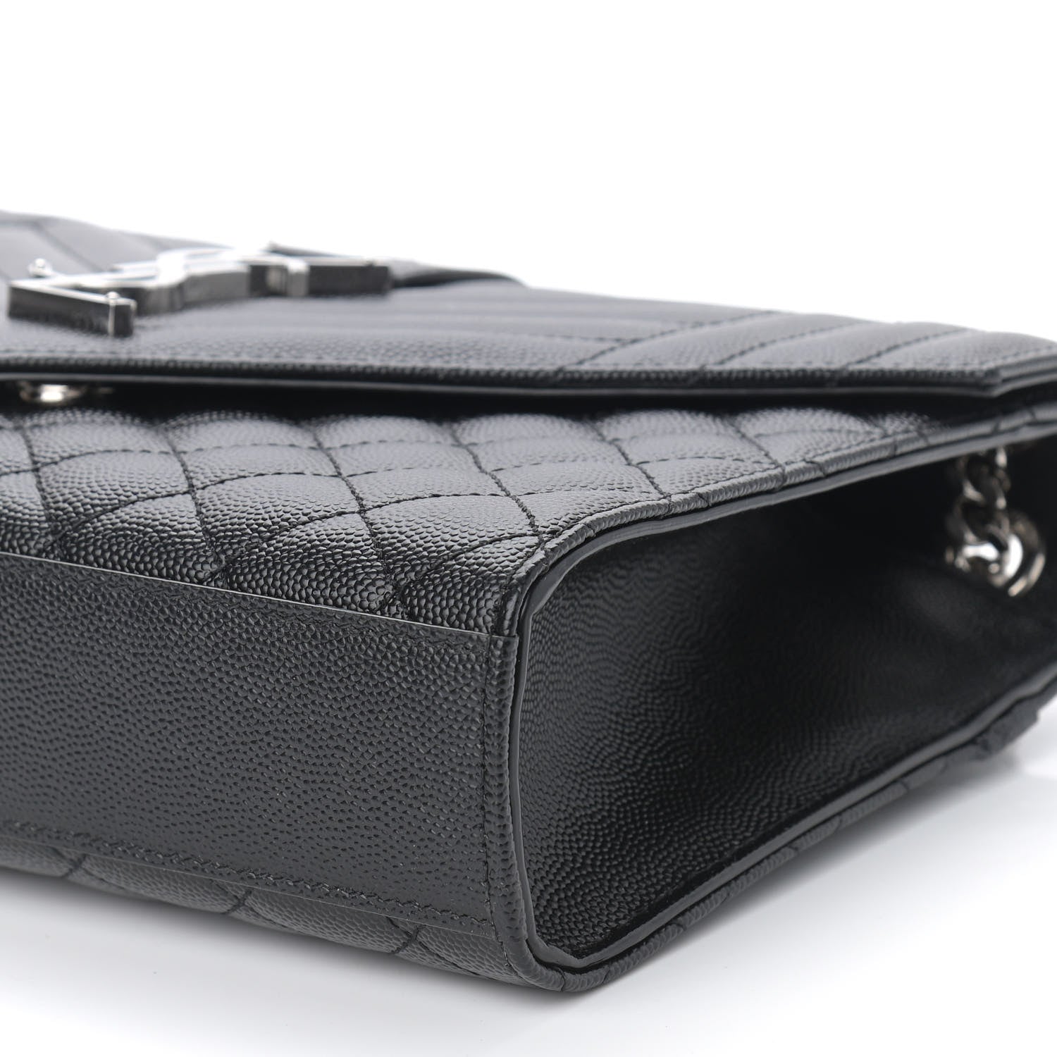 Saint Laurent Grain De Poudre Textured Mixed Matelasse Triquilt Medium Monogram Satchel Black 9 of 10