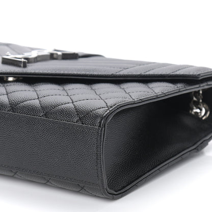 Saint Laurent Grain De Poudre Textured Mixed Matelasse Triquilt Medium Monogram Satchel Black 9 of 10