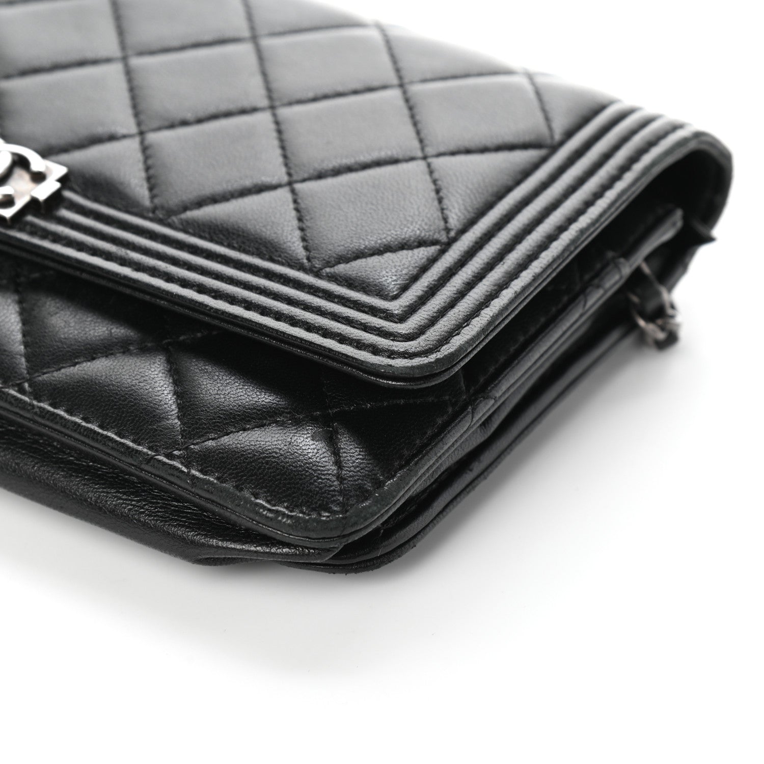 Chanel Lambskin Quilted Boy Wallet On Chain WOC Black 11 of 11