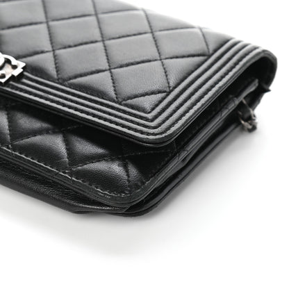 Chanel Lambskin Quilted Boy Wallet On Chain WOC Black 11 of 11