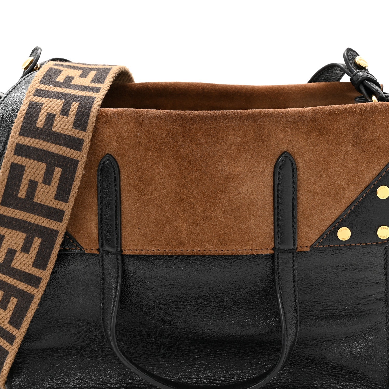 Fendi Agnello Old Shine Vitello Go Rain Small Flip Tote Black Marrone 7 of 9