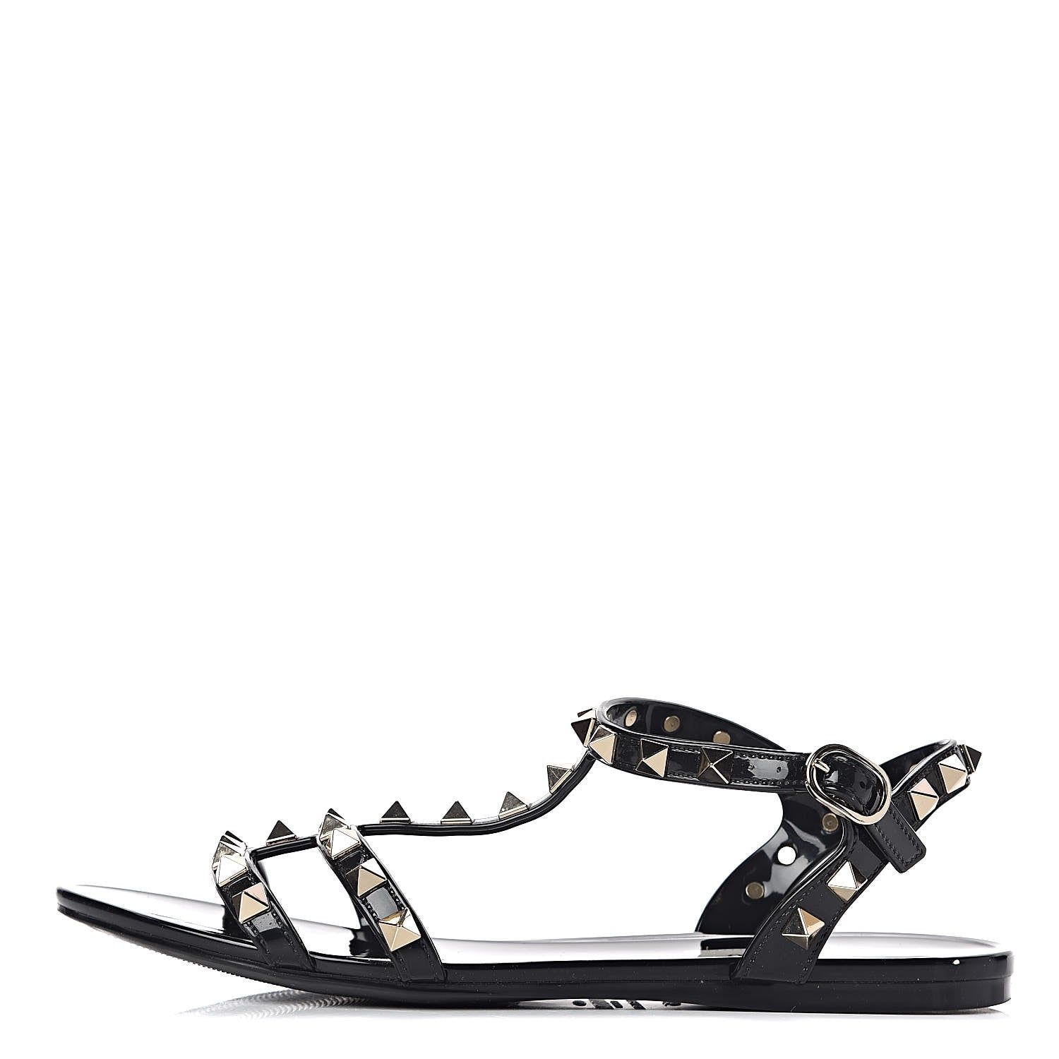 Valentino Garavani PVC Jelly Rockstud Caged Sandals 35 Black 1 of 13